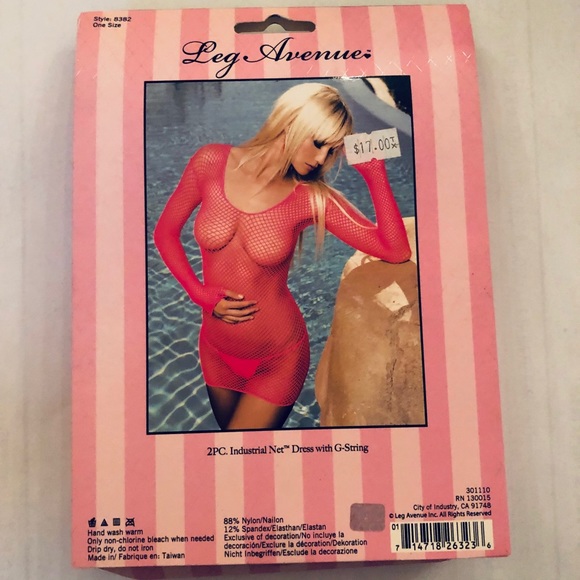 Leg Avenue 2 PC Net Dress G-string White - Picture 2 of 2